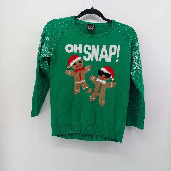 Well Worn Oh Snap Christmas Ugly Sweater Green Holiday Cotton - Picture 14 of 14